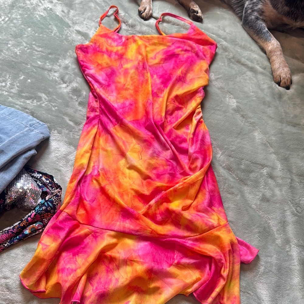 Colorful Tie-Dye Slip Dress